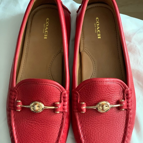 coach red loafers